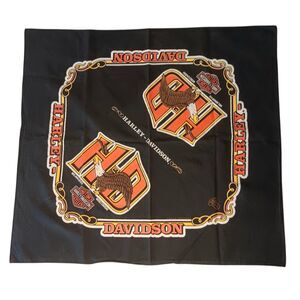 VTG 1989 Harley-Davidson Motorcycles Bandana RK Stratman Milwaukee Black Orange